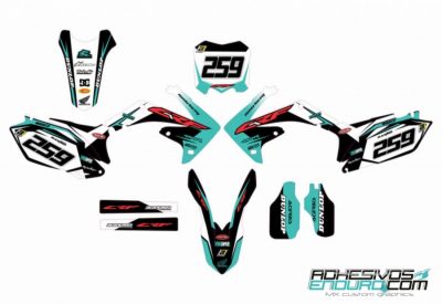 Kit Adhesivos Honda Negro / Turquesa