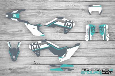 Kit Adhesivos Husqvarna Retro Gris / Turquesa