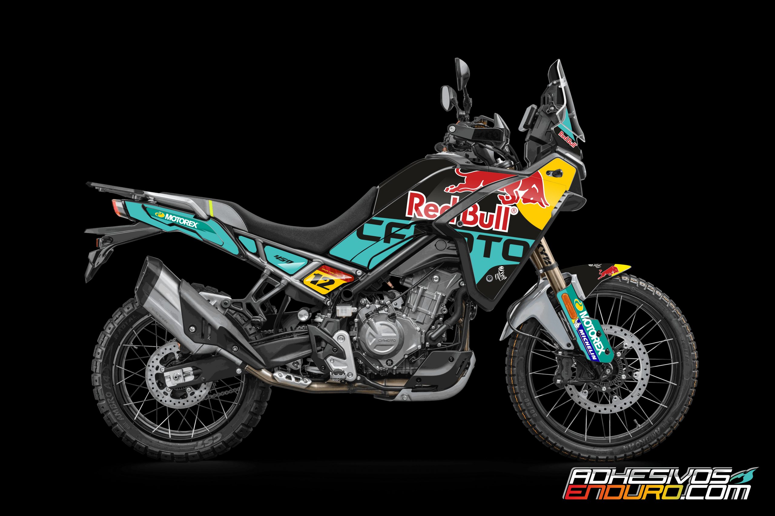 Kit Adhesivos CF Moto 450MT RedBull Negro Turquesa